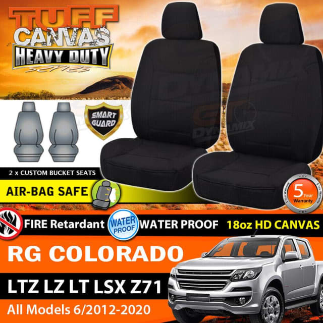 TUFF HD BLACK Front Canvas Seat Covers Holden RG COLORADO LTZ LT Z71