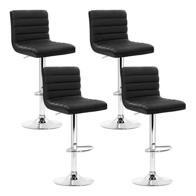 4x Bar Stools Padded Leather Gas Lift Black Stools & Bar stools in