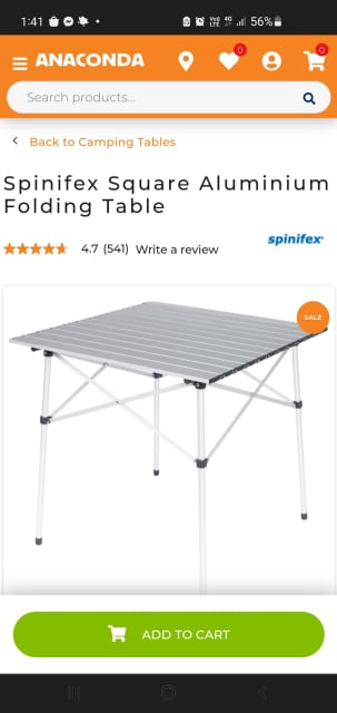 Spinifex square aluminium 2024 folding table