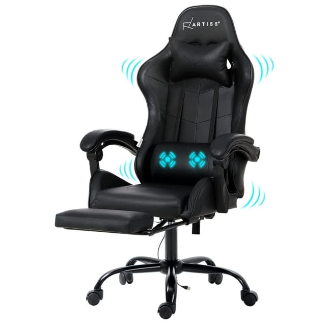 Artiss Gaming Chairs Massage Racing Recliner Leather Office Chair Foot