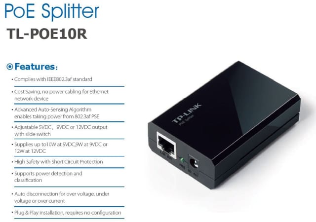 TL-POE10R, Splitter PoE IEEE 802.3af