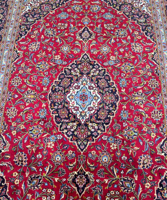 Large room size wool traditional handmade Persian Kashan rug 3.5x2.5m