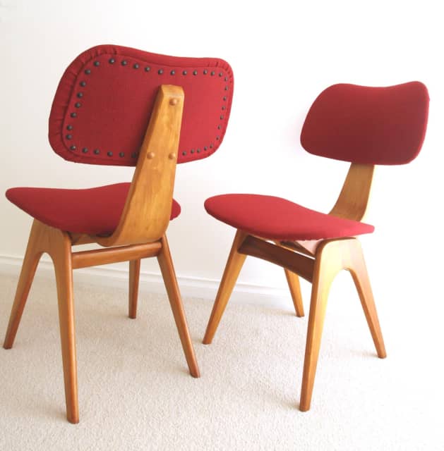 Mid Century Fred Lowen Designed Fler Form Line Dining Chairs (4