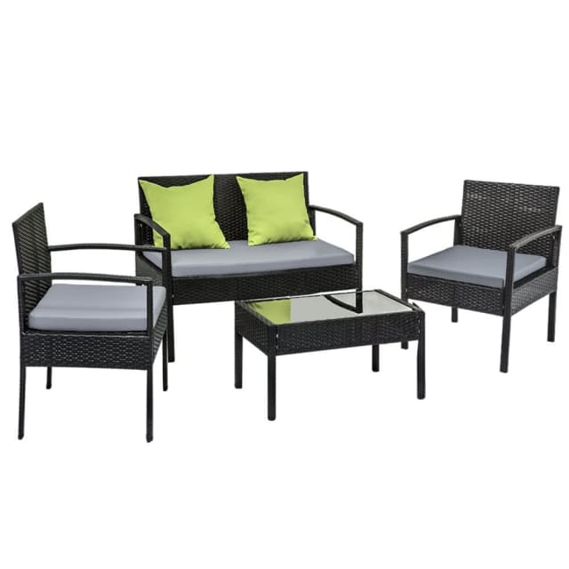 4 Seater Sofa Set Outdoor Furniture Lounge Setting Wicker Chairs Table