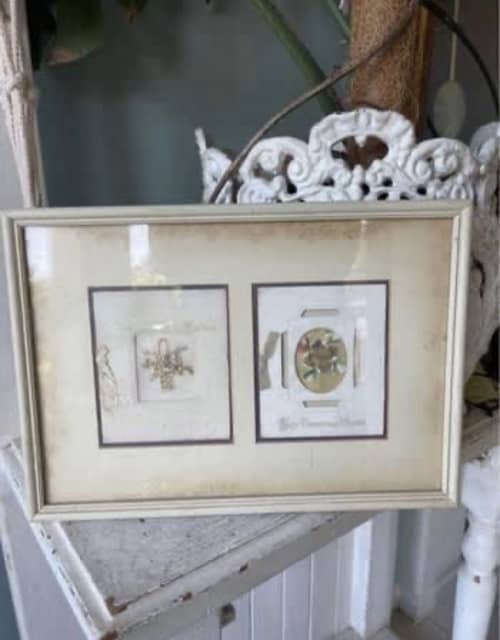 . 1800s* Antique 2× CHRISTMAS CARDS/ CARD Embroidered* WALL ART Art