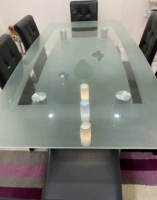 Double Glass Dinning table with 6 chairs. Dining Tables in Blacktown