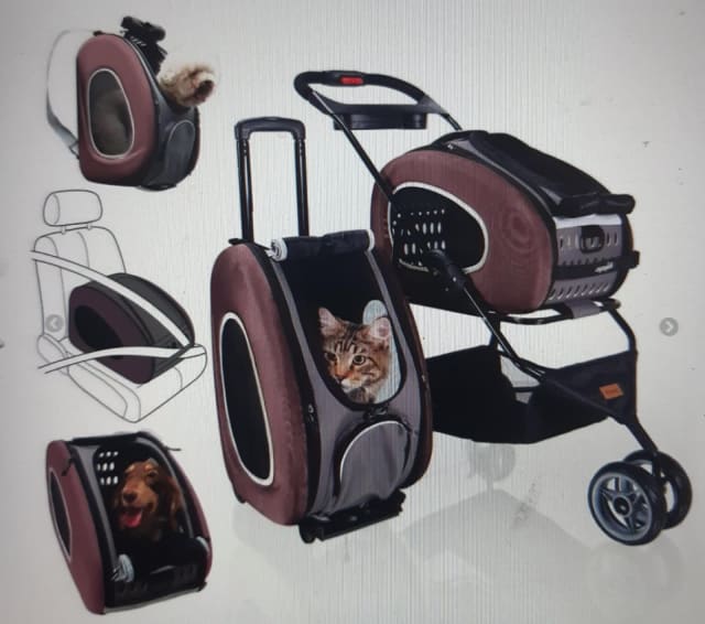 5 in 1 PET CARRIER BAG, PRAM & BACKPACK ibiyaya (CHOCOLATE colour