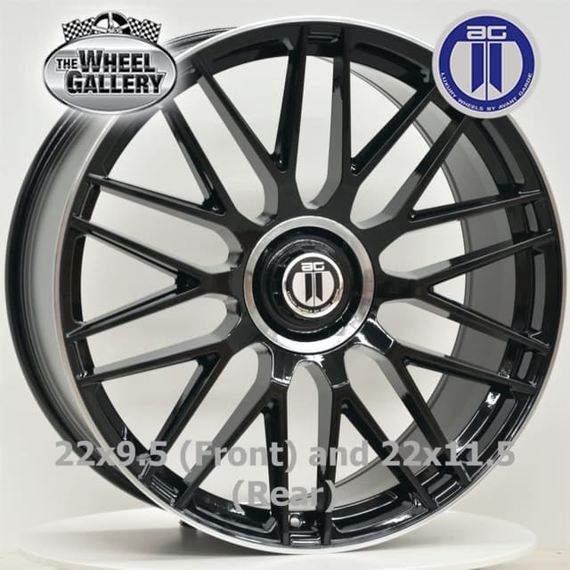 AG AM633 22 Staggered Black Machined Lip Set of 4 Wheels Wheels