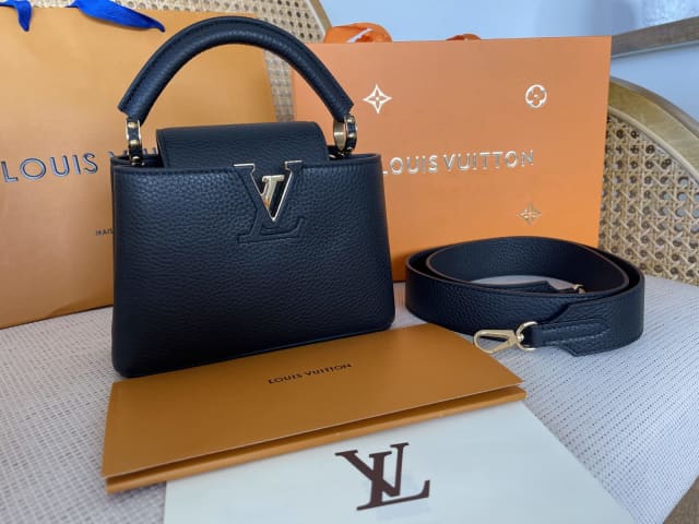 LV Capucines Mini Taurillon Leather in Blue with Python Trims