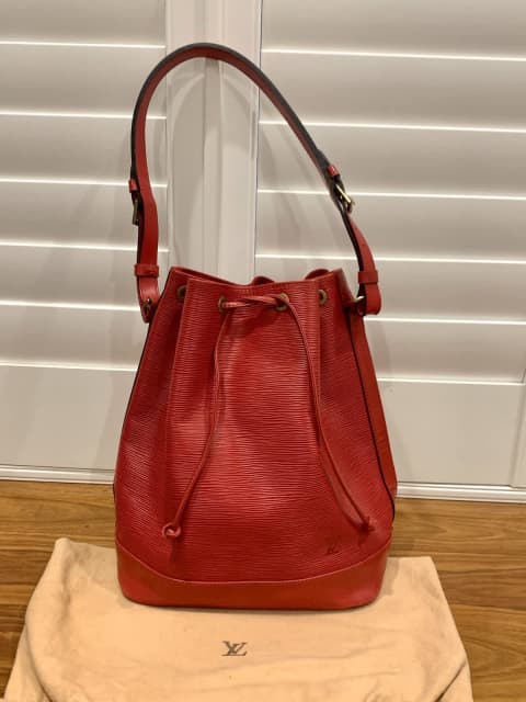 Louis Vuitton Red Epi Leather Bucket Bag Set