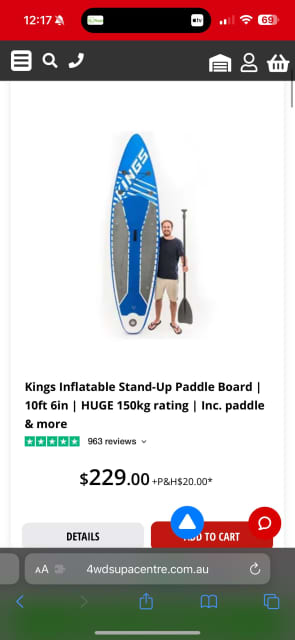 Kings Inflatable Stand-Up Paddle Board, 10ft 6in, HUGE 150kg rating