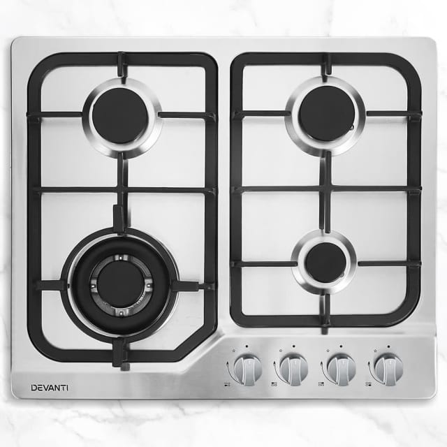 Devanti Gas Cooktop 60cm Gas Stove Cooker 4 Burner Cook Top Konbs NG