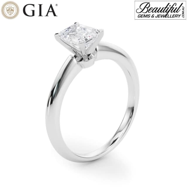 1Cts Classic French Quarter Asscher Cut with VineSetting in Palladiu