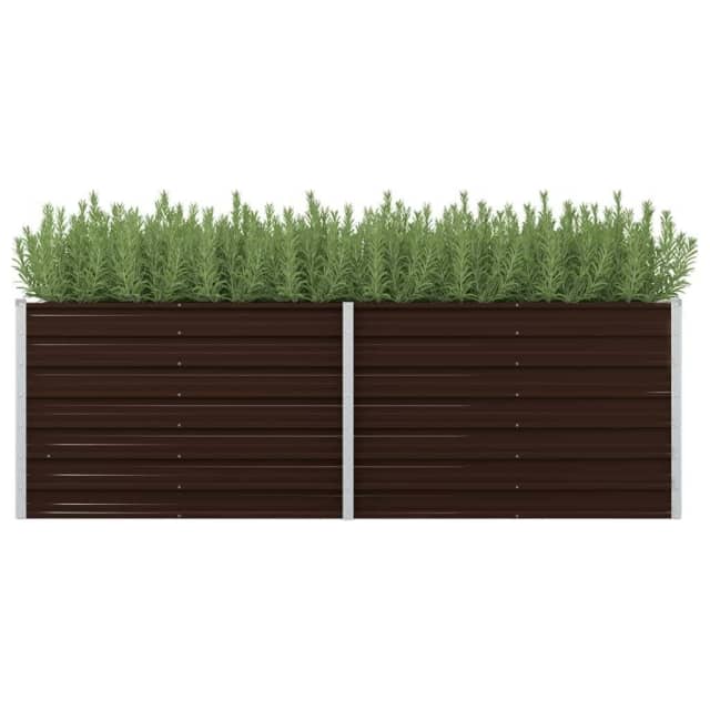 Garden Raised Bed Brown 240x80x77 cm Galvanised Steel... Pots