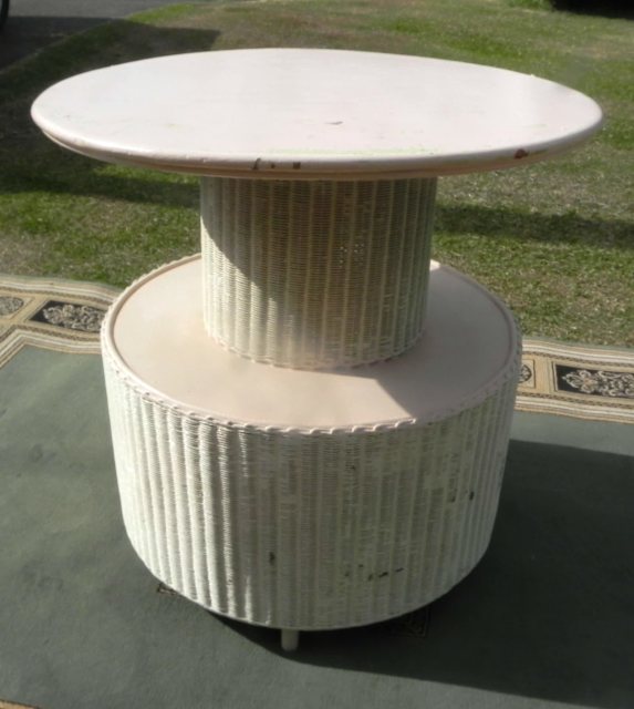 Vintage Art Deco Lloyd Loom Unusual Design Cane Tall Drink Table