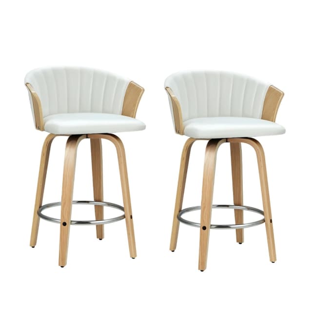 Artiss Set of 2 Bar Stools Kitchen Stool Wooden Chair Swivel Chai