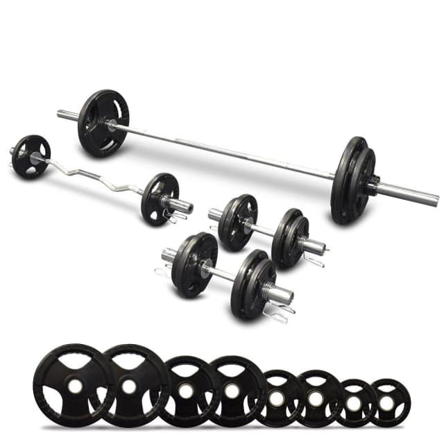 7ft Olympic Barbell Ez Curl Bar Adjustable Dumbbells Weights Gym