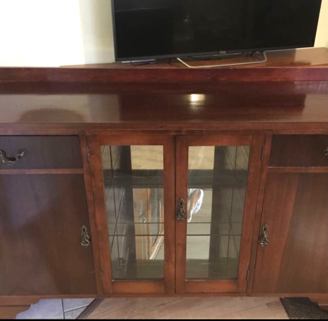 Antique beautiful wooden entertainment unit sideboard buffet