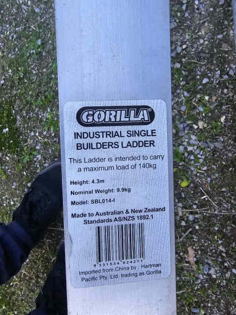 Gorilla Ladder 4.3Metres 140kg like new - Ladders & Scaffolding in ...