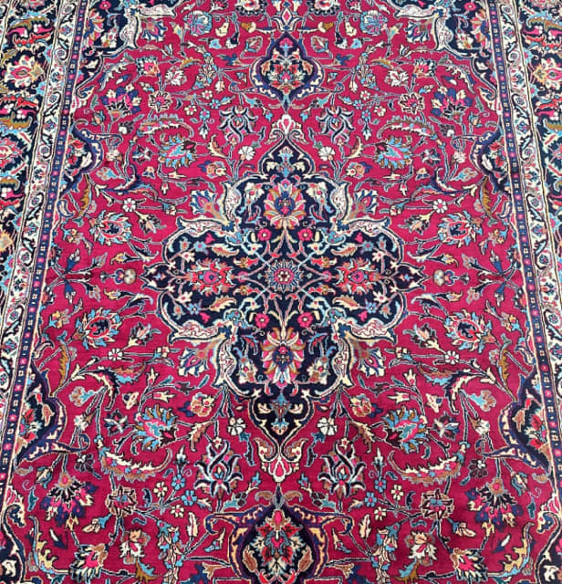 Large room size lambs wool handmade Persian Mashad rug signed 3.5x2.5m Rugs & Carpets