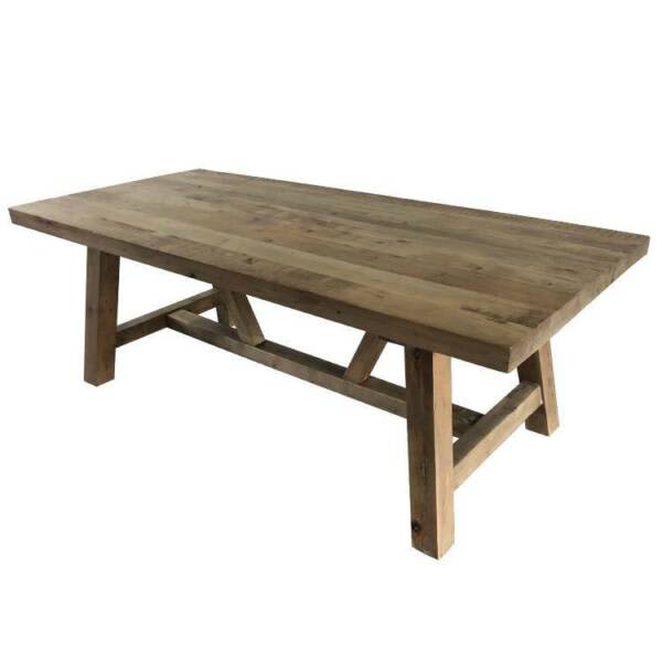 LeMans Rustic Trestle Reclaimed Pine Dining Table Dining Tables