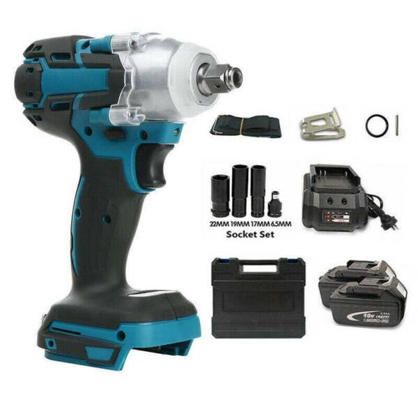 1/2 Driver 18V Cordless Impact Wrench Brushless with Two Batteries
