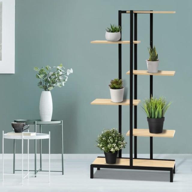 Artiss 6tier Indoor Outdoor Metal Wood Plant Stand Garden Shelf Pots
