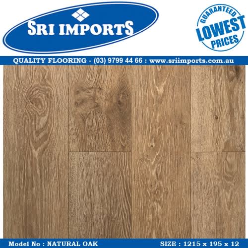 AC4 HDF NATURAL OAK LAMINATE FLOORING (1215x195x12) FROM 20.90