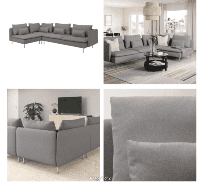4seat Modular section sofa with chaise lounge in 2 tones of grey