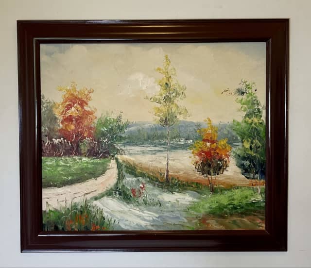 Abstract Landscape Oil Painting signed 58cm x 67cm Art Gumtree