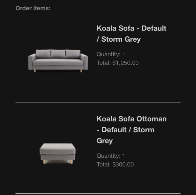 Koala Sofa grey couch and ottoman *one year old* Sofas Gumtree