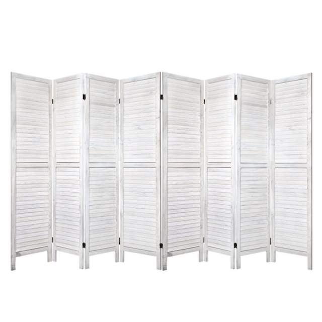 8 Panel Room Divider Screen 326x170cm Louver White Other Furniture in