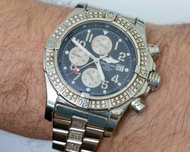 MENS BREITLING SUPER AVENGER CHRONOMETRE DIAMOND WATCH ENDS TONIGHT