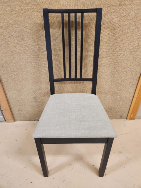 Set of 2 x Borje Ikea Black Timber Chairs with Grey Seat Covers ...
