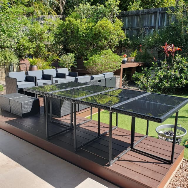 Gardeon 13 Piece Wicker Outdoor Dining Table Set Outdoor Dining