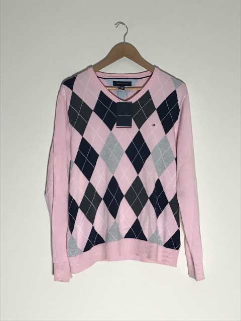 tommy hilfiger pink and navy jumper