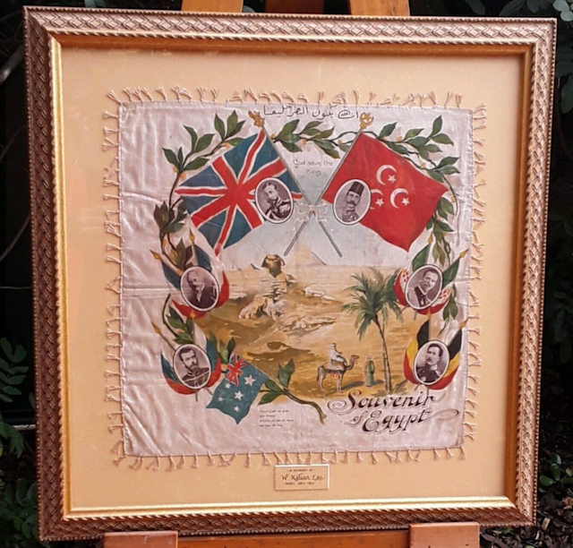 Antique original framed Silk from WWI, Souvenir of Egypt. Other