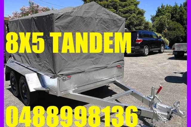 8x5 galvanised tandem box trailer with mesh cage and tarp Adelaide ...