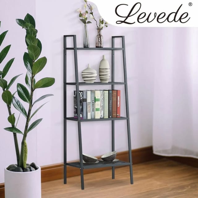 4 Tier Ladder Shelf Unit Bookshelf Bookcase Book Storage Display Rack
