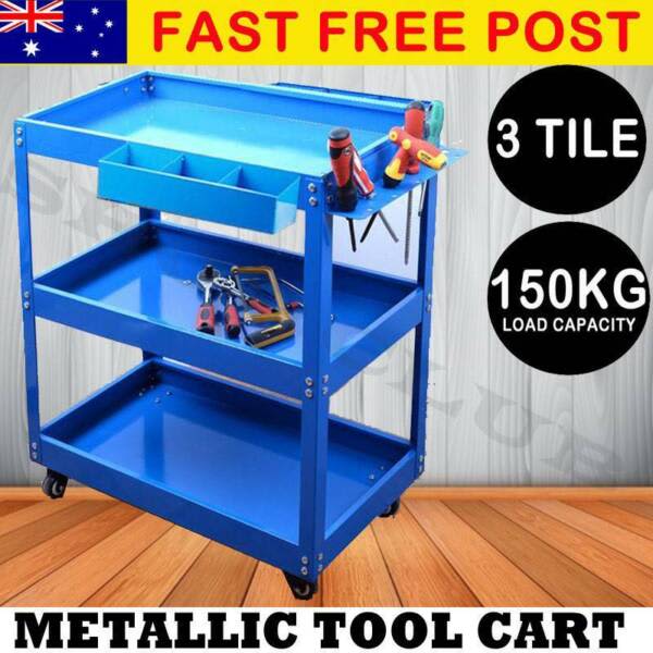 200kg Heavy Duty Steel 3 Tier Tool Cart Mechanic Part Troller
