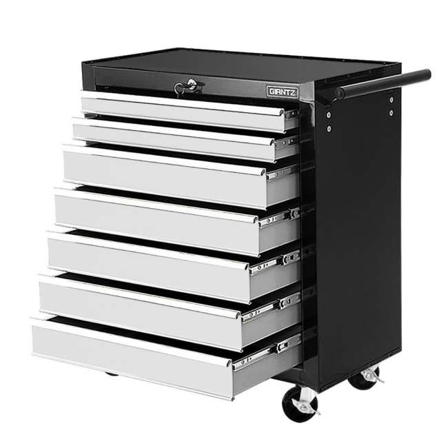 7 Drawer Tool Box Chest Trolley Storage Garage Toolbox Grey