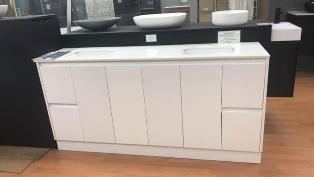 New large bathroom vanity unit with stone top and double Undermount ...