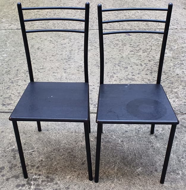 2x Metal frame legs with wooden seat dinning chair, Deliver for extra
