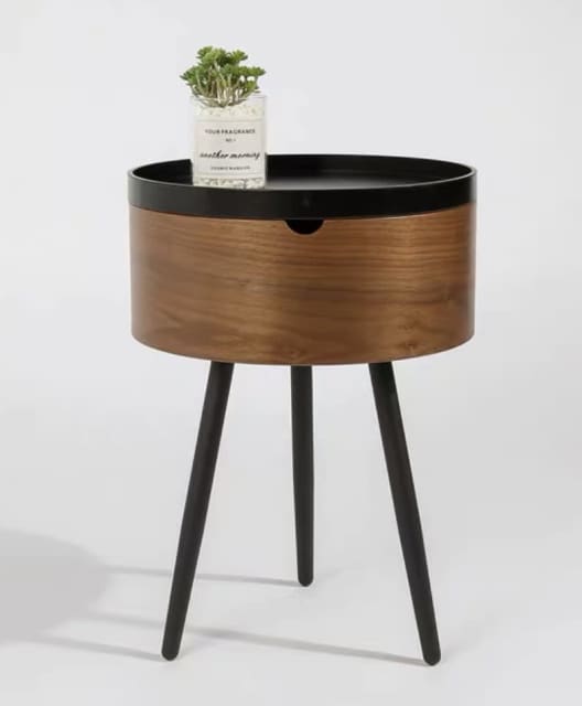 Round Coffee Table/Side Table with Storage Space Removable Tray