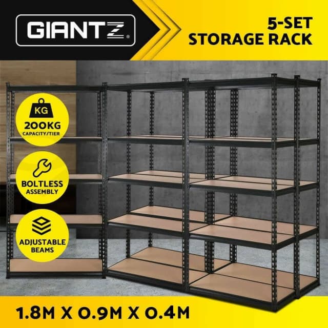 5x1.8M 5Shelves Steel Warehouse Shelving Racking Garage Storage Rack