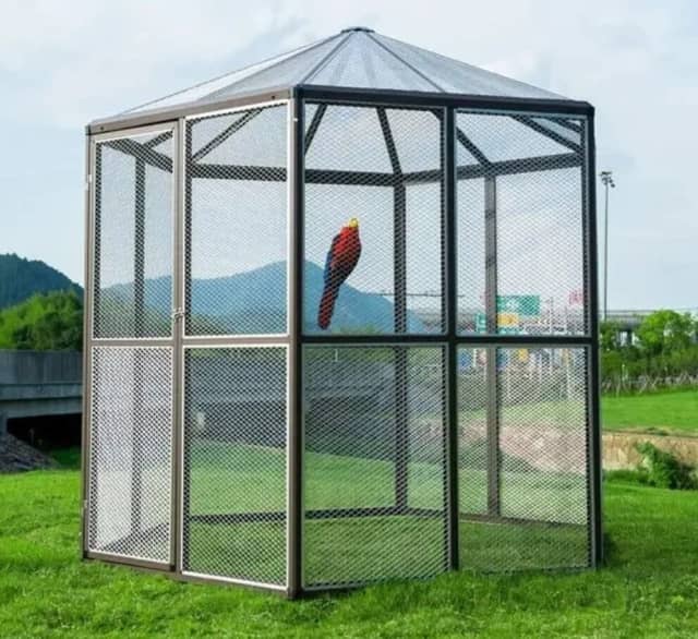 White or Black Large Bird Aviary Pet Cage Mesh sides Door Entry Pet