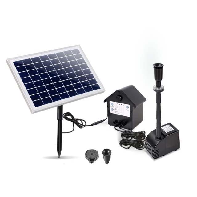 Solar Pond Pump Submersible Water Fountain with Battery Kit LED Lights