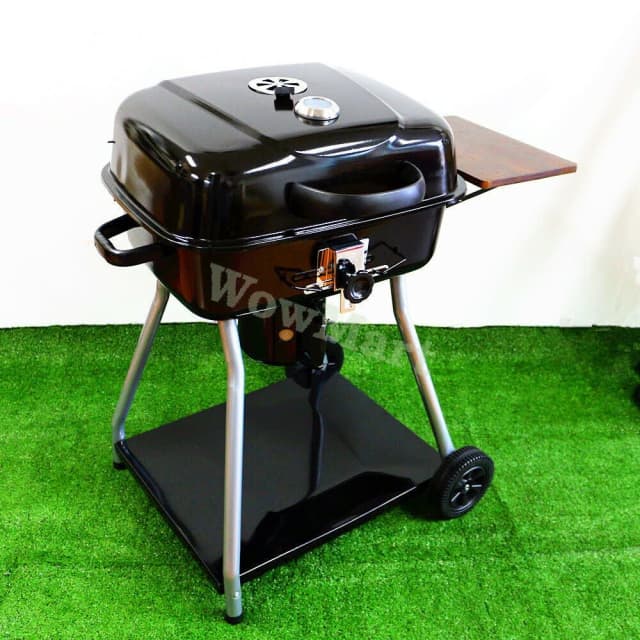 Wowmart Luxurious Kettle Charcoal BBQ Grill Wheel BBQ Smoker & Hood