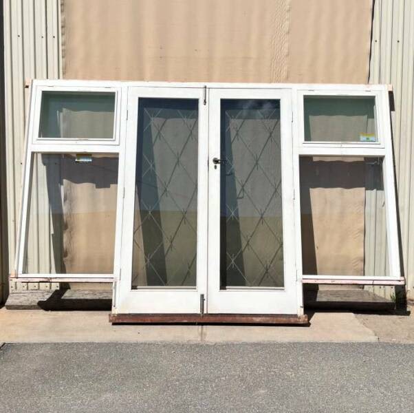 Timber French Doors with Side Lights & Fly Screens 2165 H x 3335 W