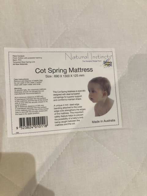 natural instincts cot spring mattress